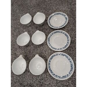 Corelle Corning Old Town Blue Onion 6 1/4" Saucer Set of 3  Hooked Cups 6
